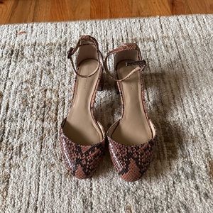 Ann Taylor | snake print | ankle strap | block heels